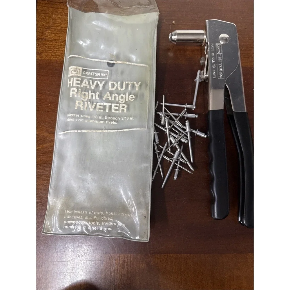 Sears Craftsman USA Heavy Duty Right Angle Hand Riveter 97473 W/ Rivets‎ Vintage
